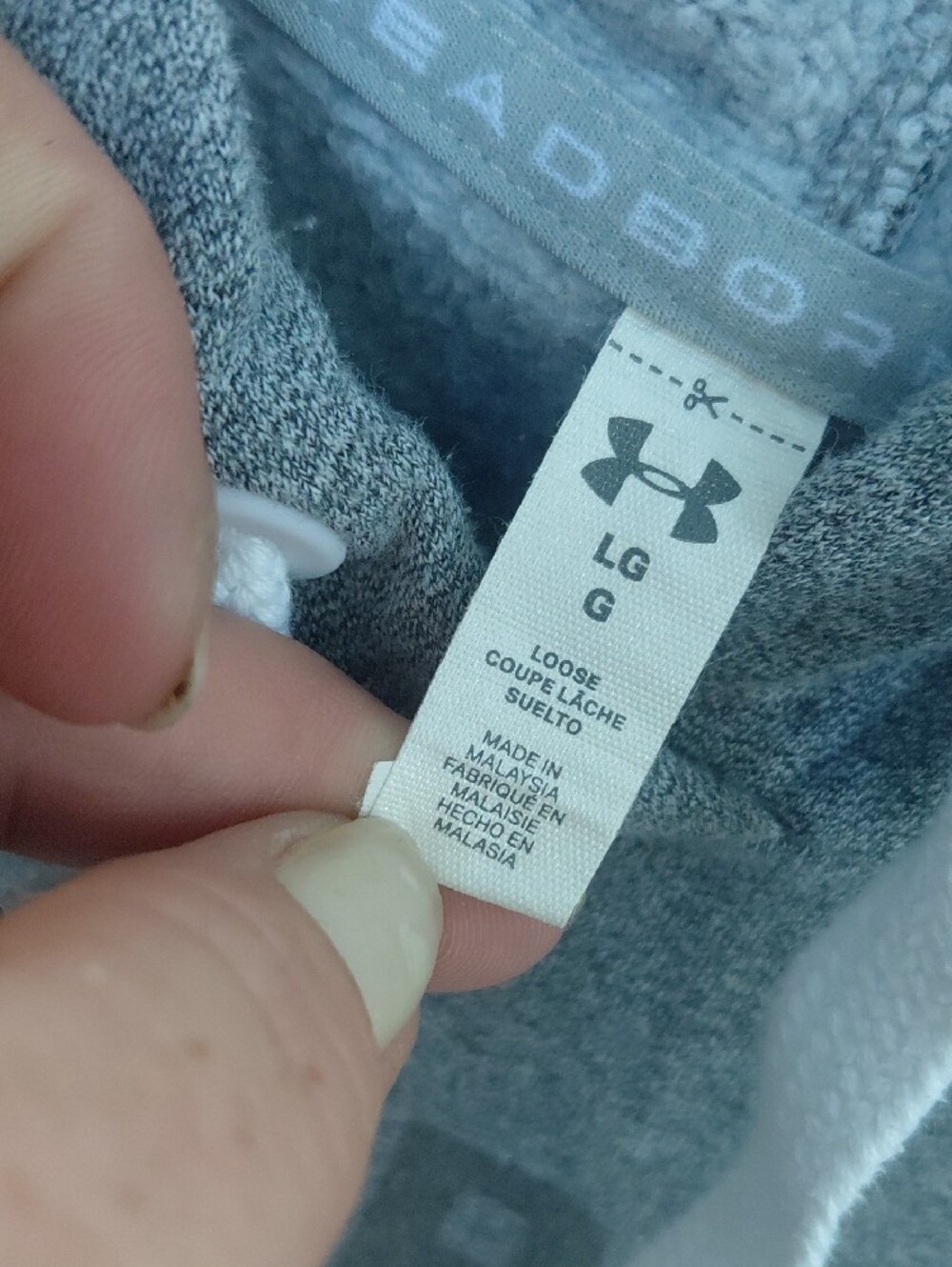 Under Armour Gray Hoodie Sweatshirt with White Accents - Picture 2 of 5